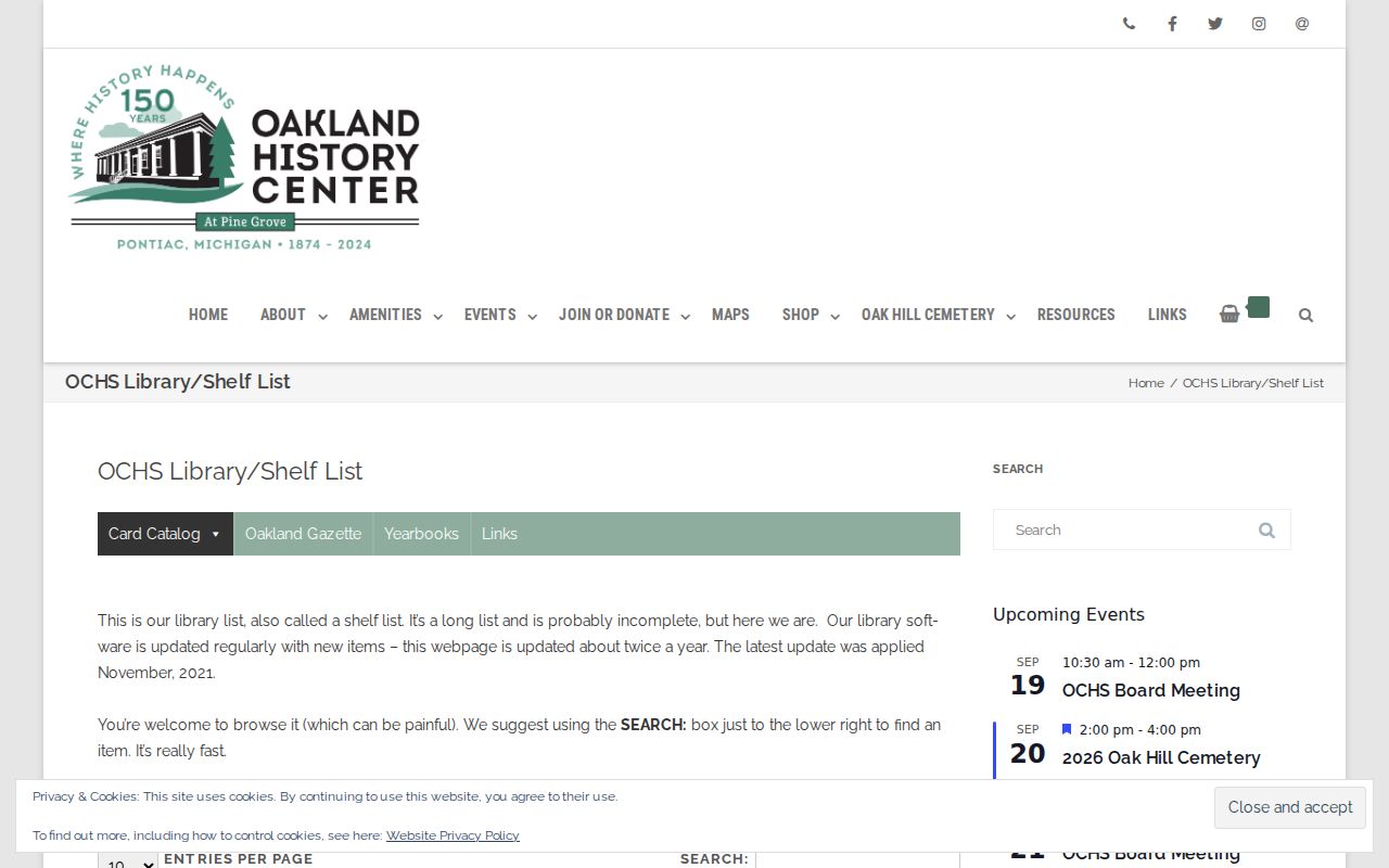 Waterford Township directory for Oakland History Center city records