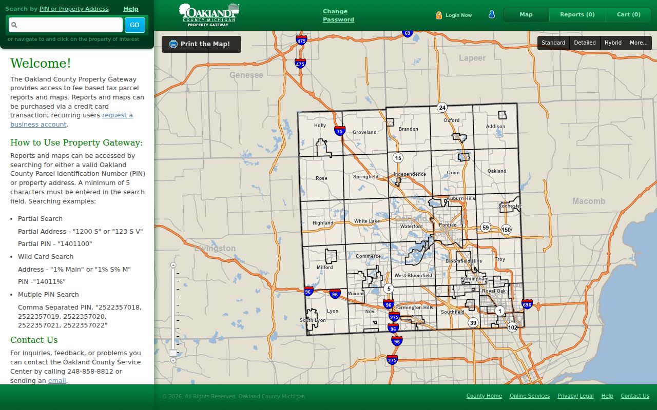 Waterford Township directory for resident Property Gateway search