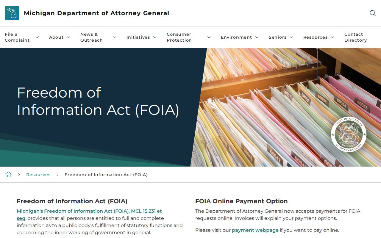 Waterford Township directory for resident Michigan FOIA guidance