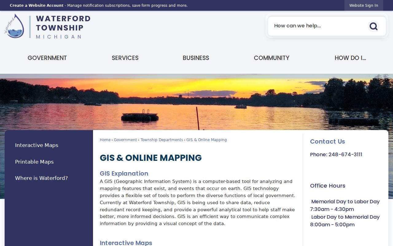 Waterford Township street directory GIS parcel viewer